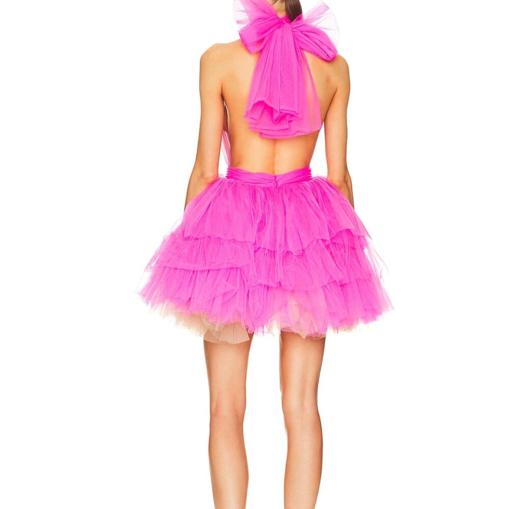 Bronx and Banco - Halterneck Mini Dress in in Hot Pink - Size: US 4 (Small)